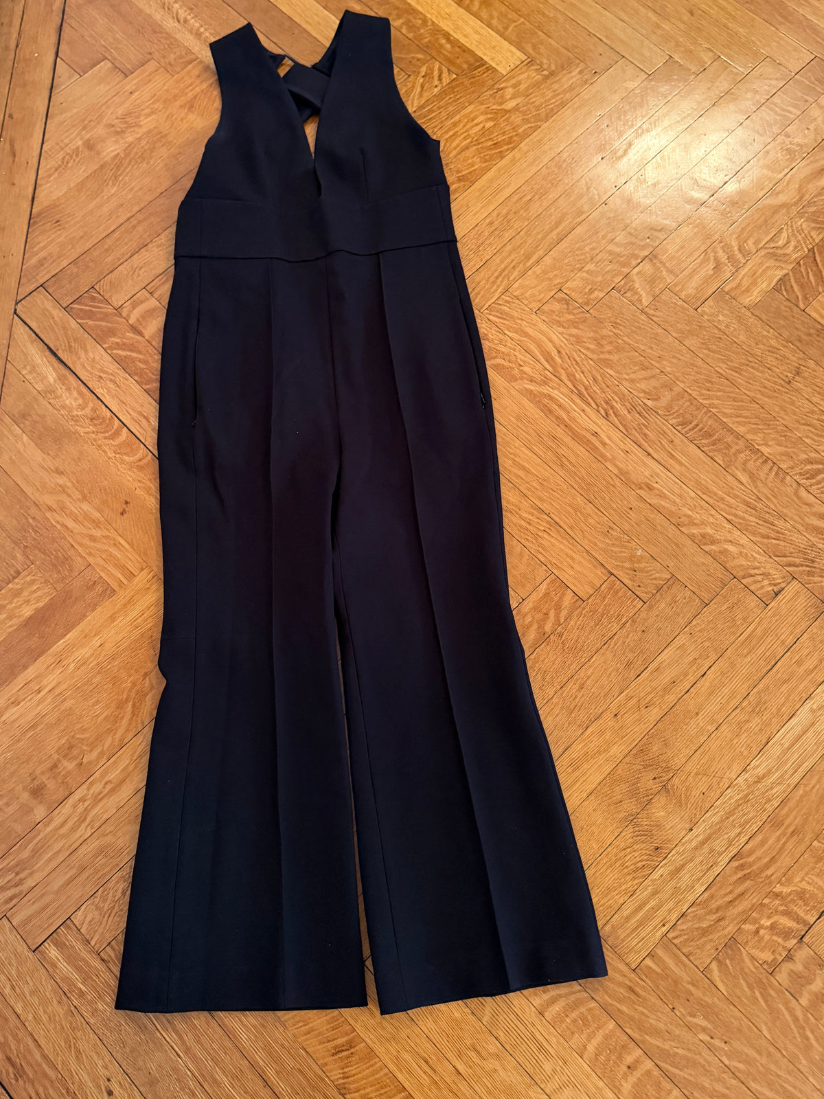 Tibi Black Ponte Jumpsuit Crisscross Back Size 8
