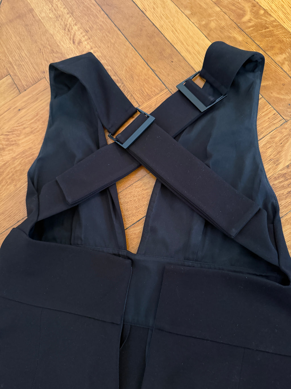 Tibi Black Ponte Jumpsuit Crisscross Back Size 8