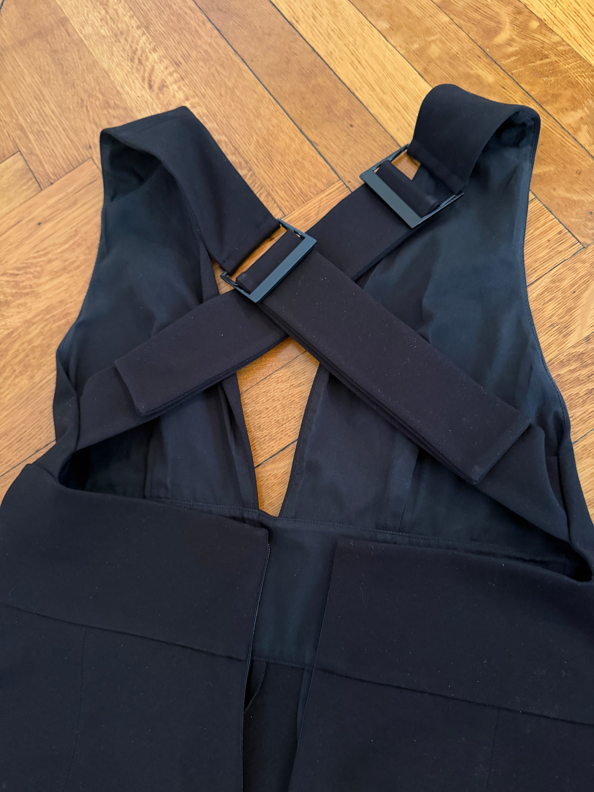 Tibi Black Ponte Jumpsuit Crisscross Back Size 8