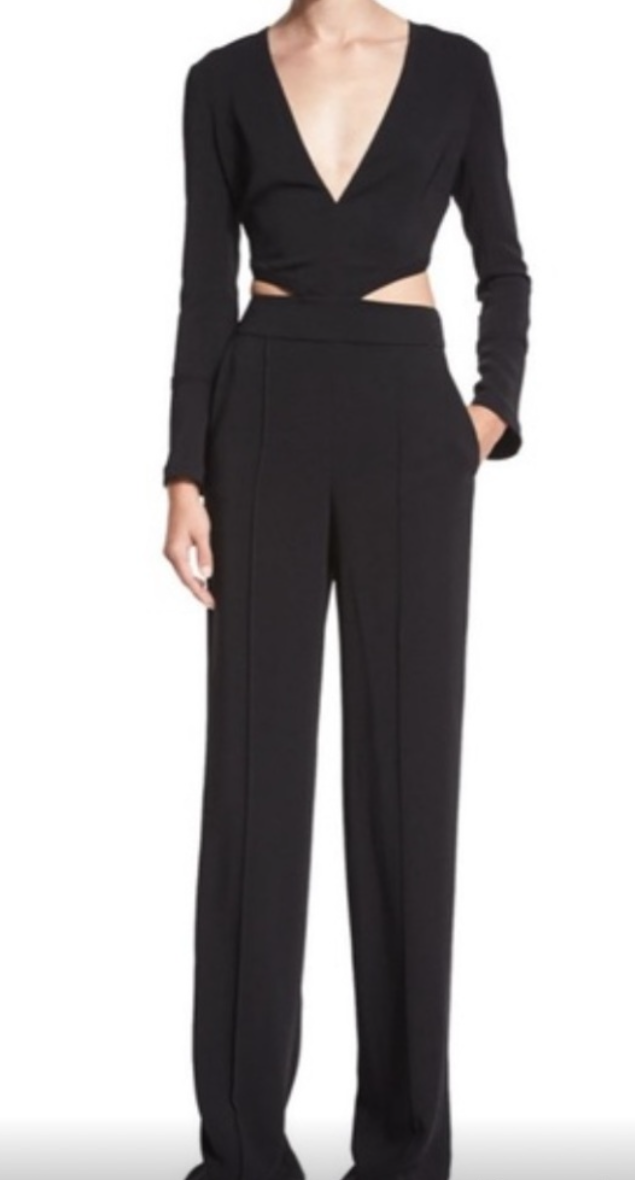 A.L.C. Side-Cutouts Black Crepe Jumpsuit Size 8
