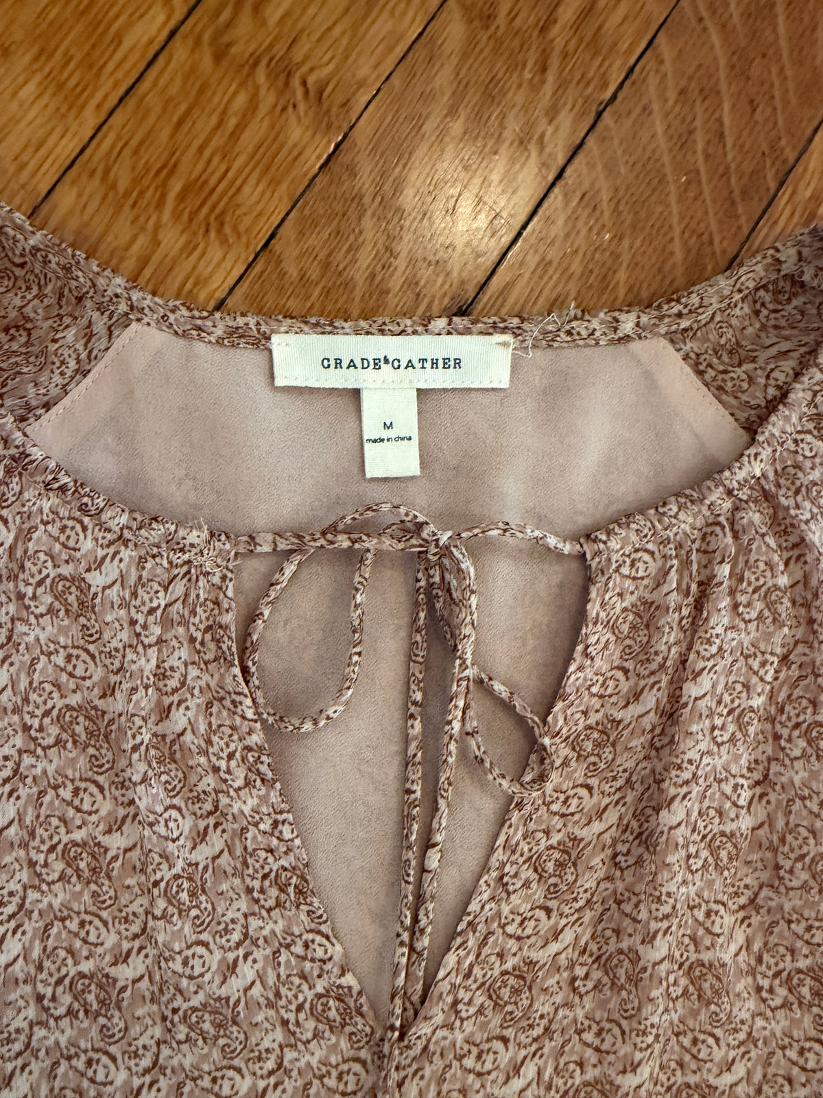 Grade & Gather Beige Boho Blouse Medium