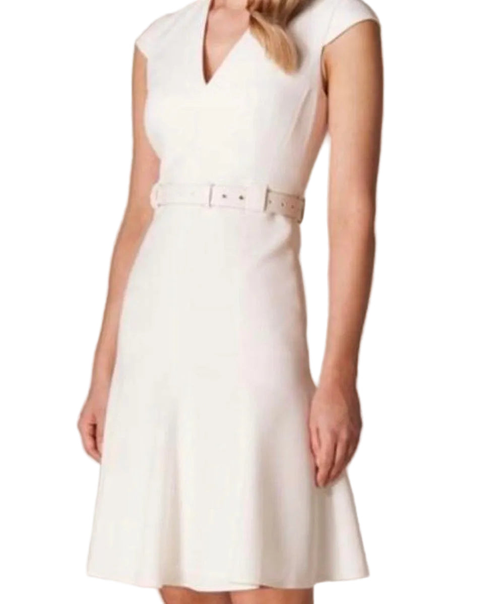 Karen Millen White Belted Dress US 6 UK 10