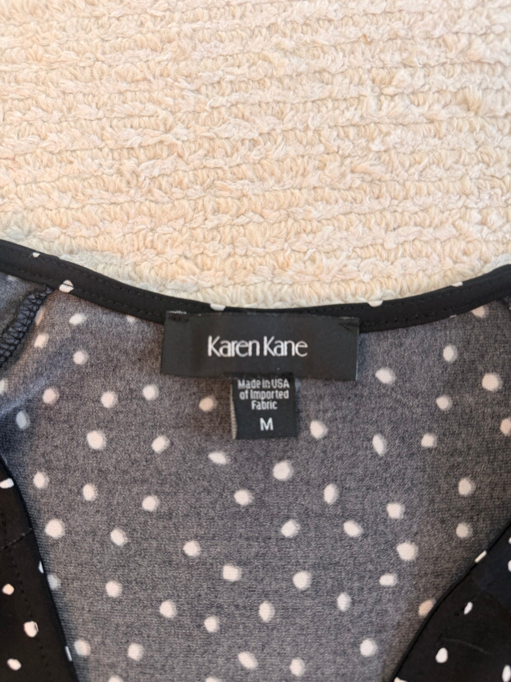 Karen Kane Black White Polka Dot Faux Wrap Dress M