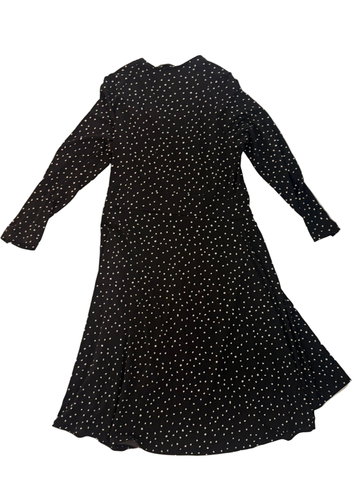 Karen Kane Black White Polka Dot Faux Wrap Dress M