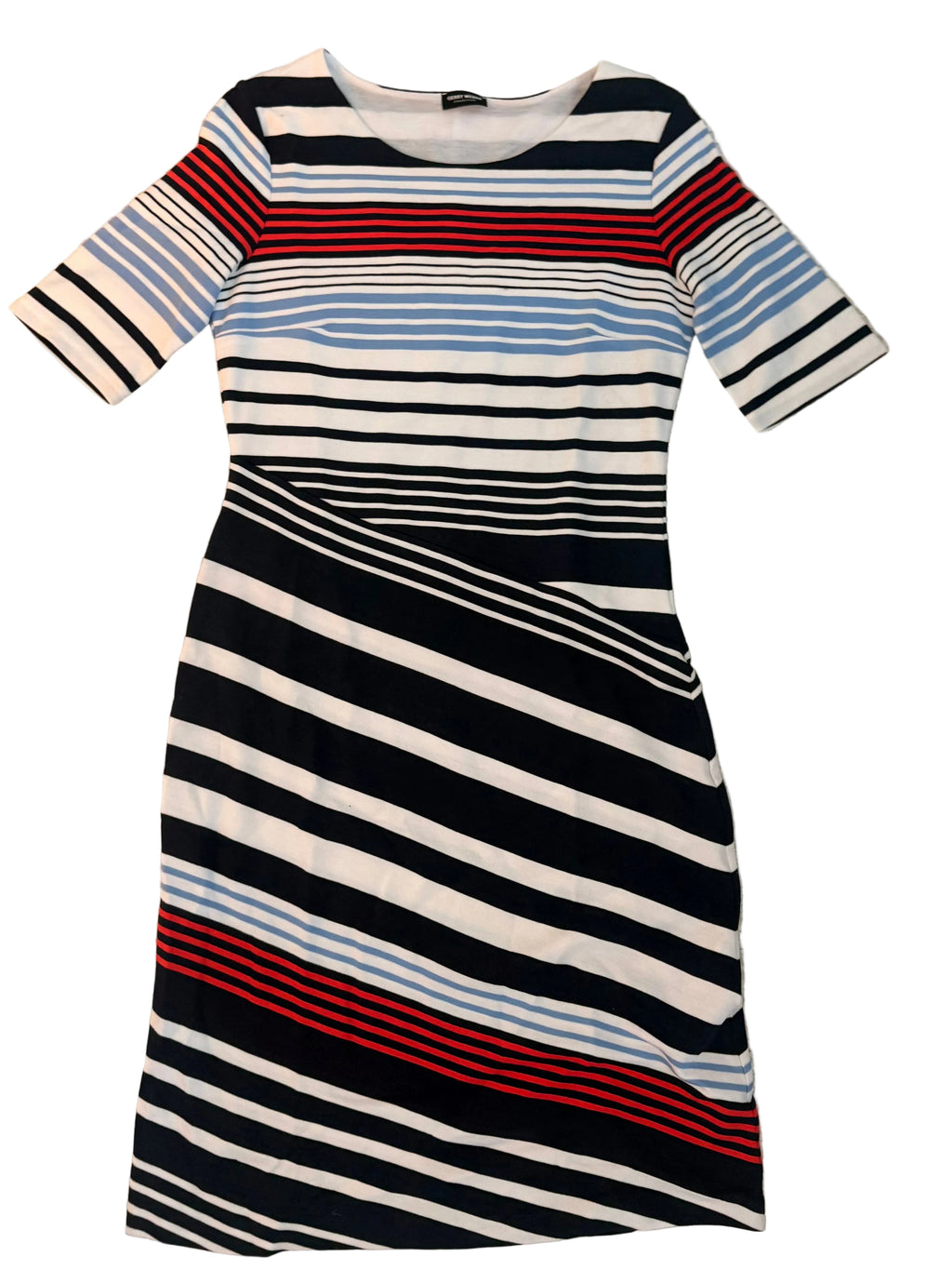 Gerry Weber Red White Blue Navy Stripe Pullover Dress US 6/EU 36