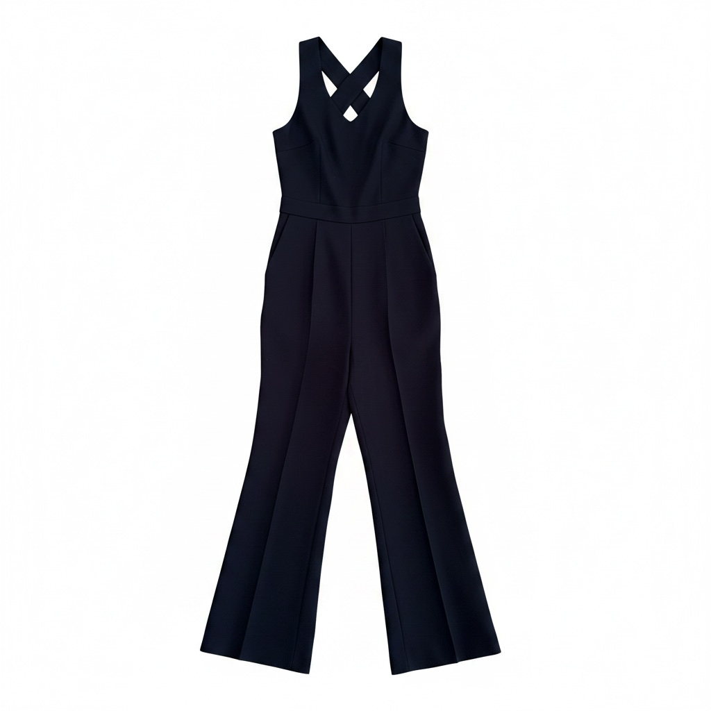 Tibi Black Ponte Jumpsuit Crisscross Back Size 8