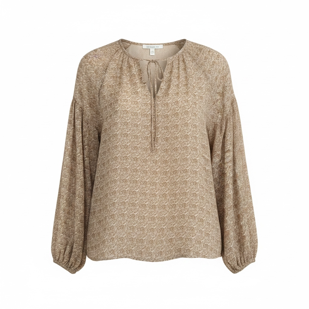 Grade & Gather Beige Boho Blouse Medium