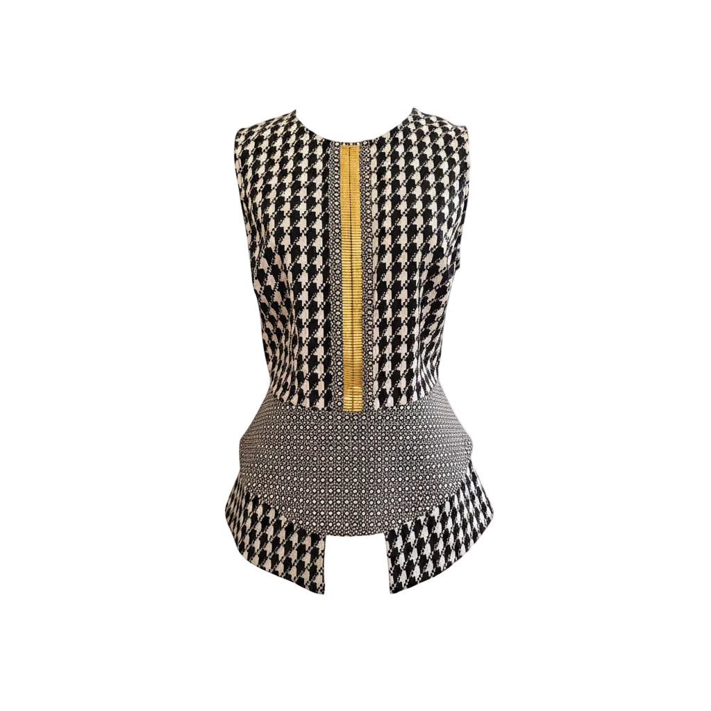 Sass & Bide More of Less Peplum Top Navy/White Sleeveless Zip - 42