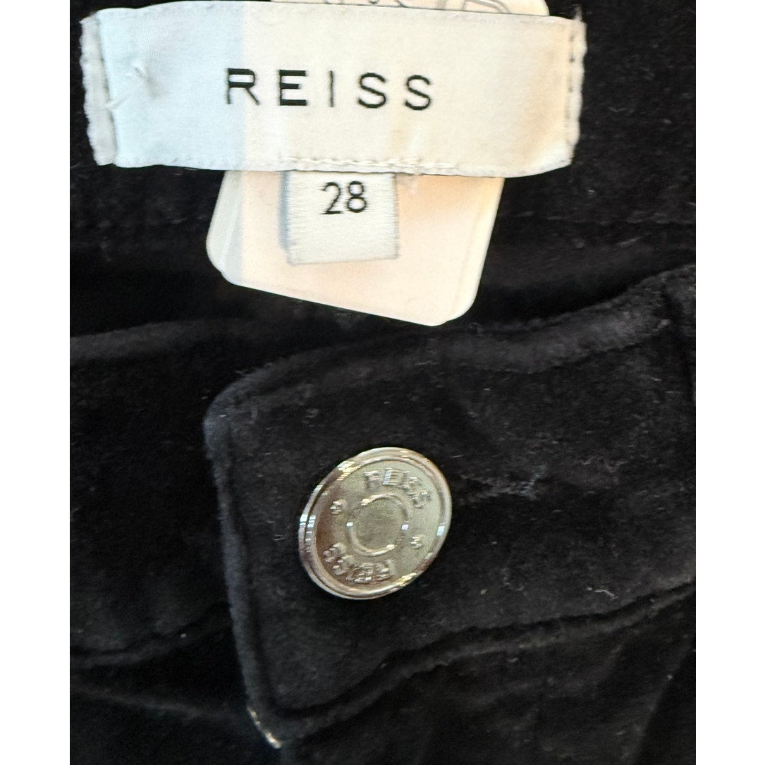 Reiss Black Velvet Skinny Pants Size 28