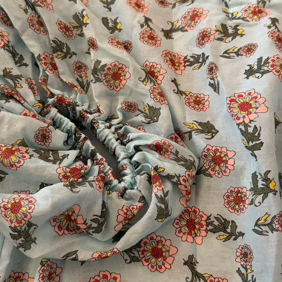 Alice & Olivia Light Blue Floral Raya Blouse XS