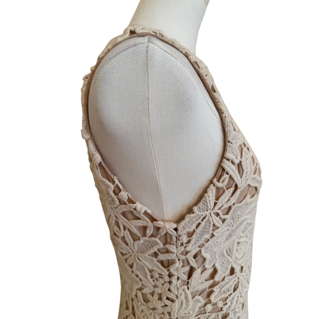 Alice & Olivia Cream Emma Crochet Overlay Dress Size 4