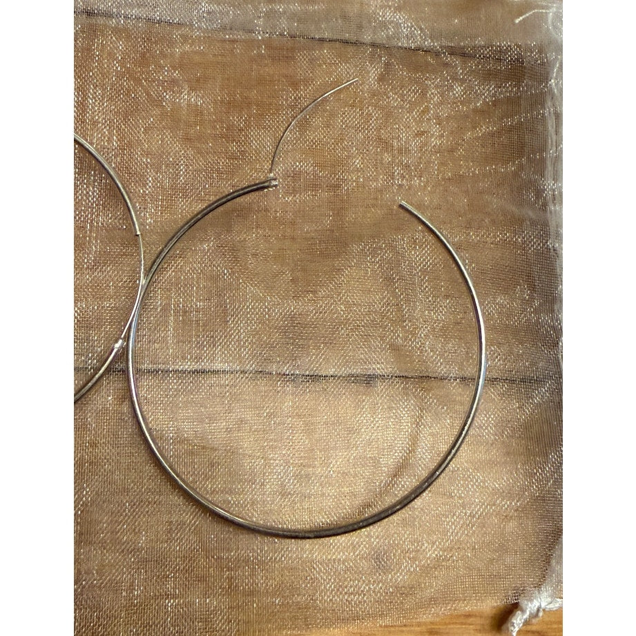 Infinity Loop Silver Hoop 2" Earrings Very Thin & Delicate