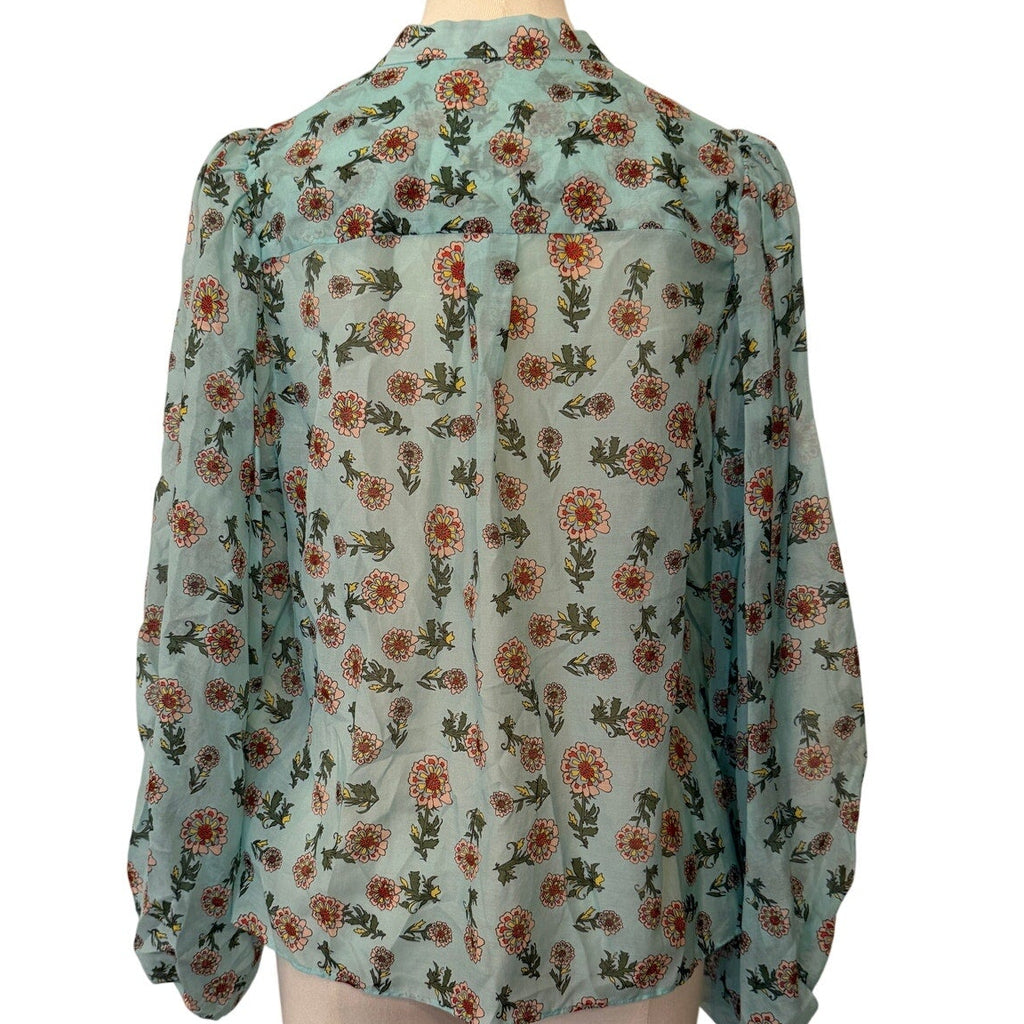 Alice & Olivia Light Blue Floral Raya Blouse XS