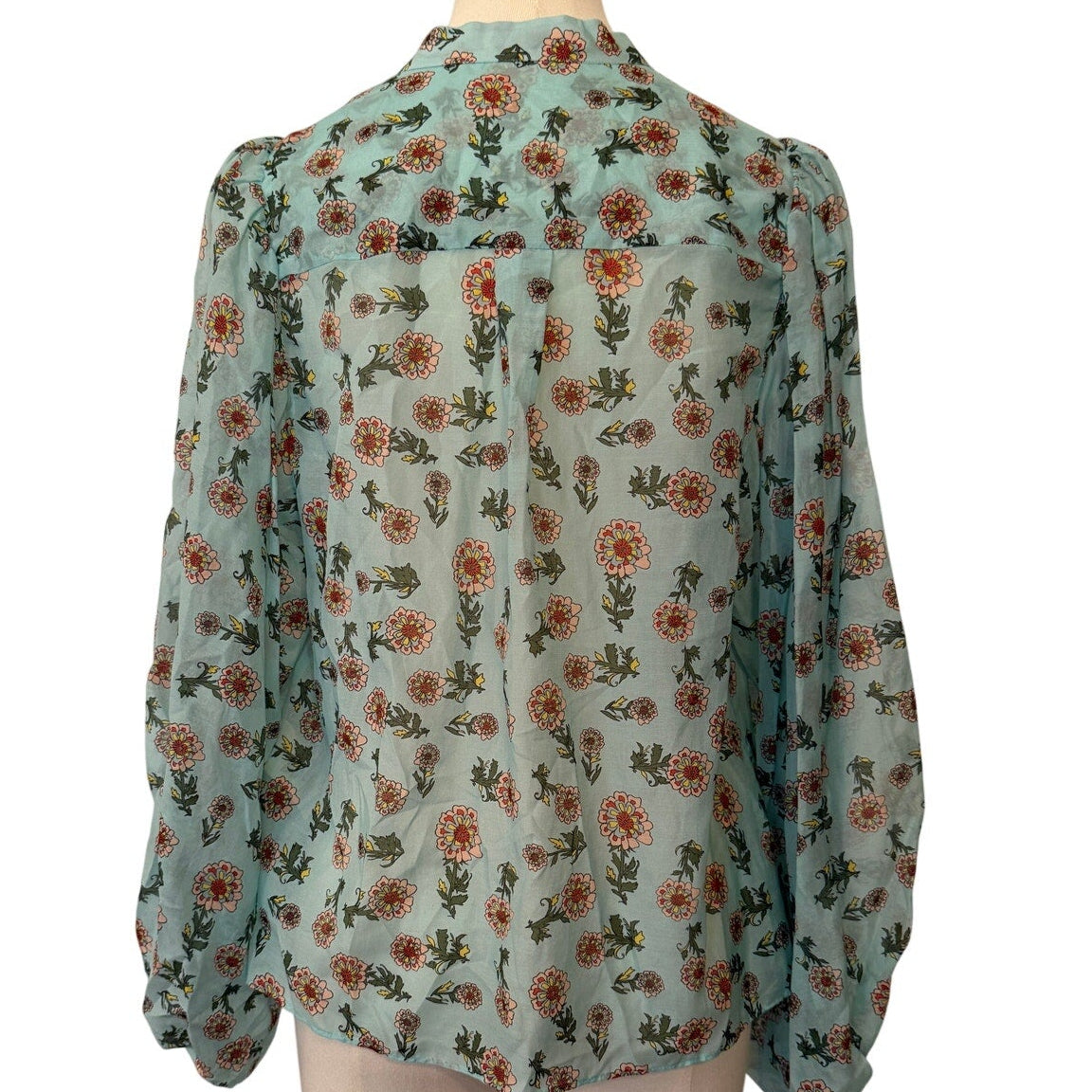 Alice & Olivia Light Blue Floral Raya Blouse XS