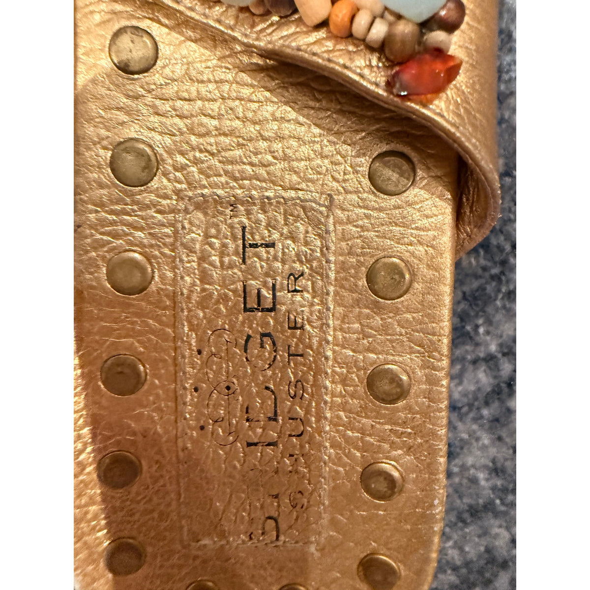 Bridget Sandals - Handcrafted Gold Multicolor Beaded Sandals Size 10