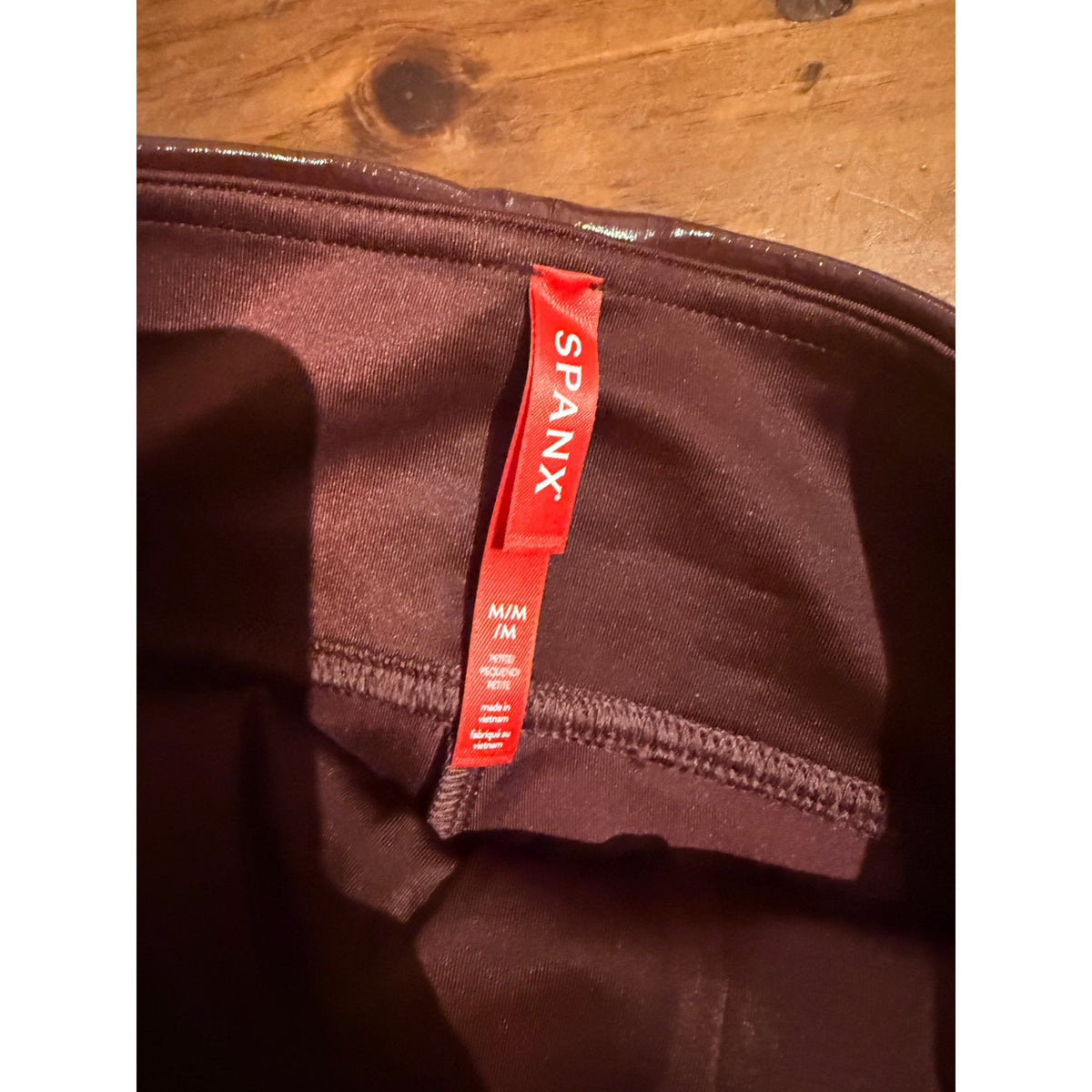 SPANX Faux Patent Leather Leggings Ruby - Medium Petite