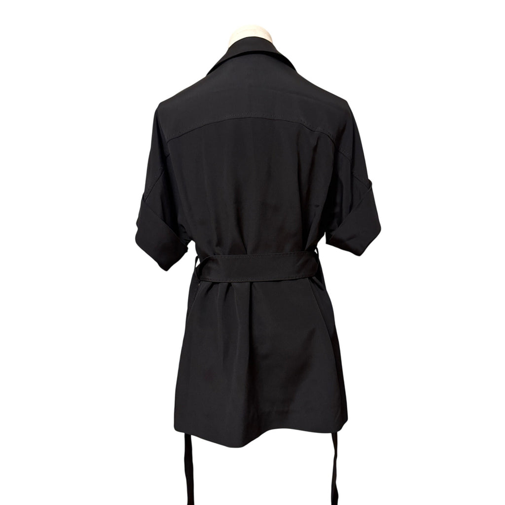 Lafayette 148 New York NWT Black Silk Jacket / Shirt w/Tie Belt- XS