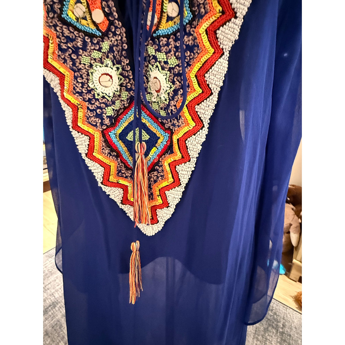 Pia Pauro Navy Blue Kaftan Dress Size S