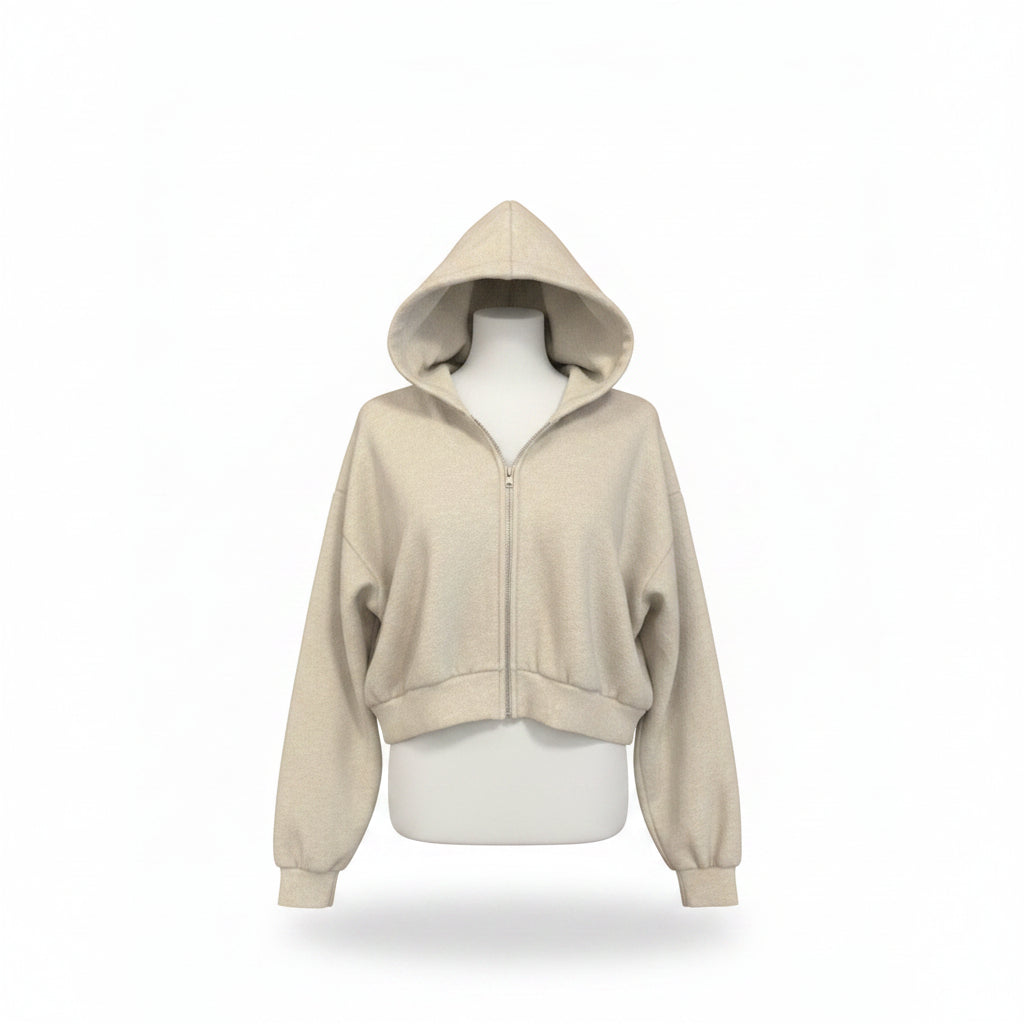 Aritzia Grey Mega Fit Cozy Fleece Zip Hoodie Large