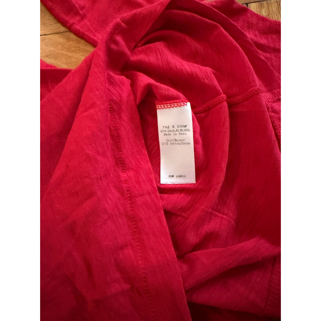 Rag & Bone Red Long-Sleeved Cotton Crewneck Shirt - M