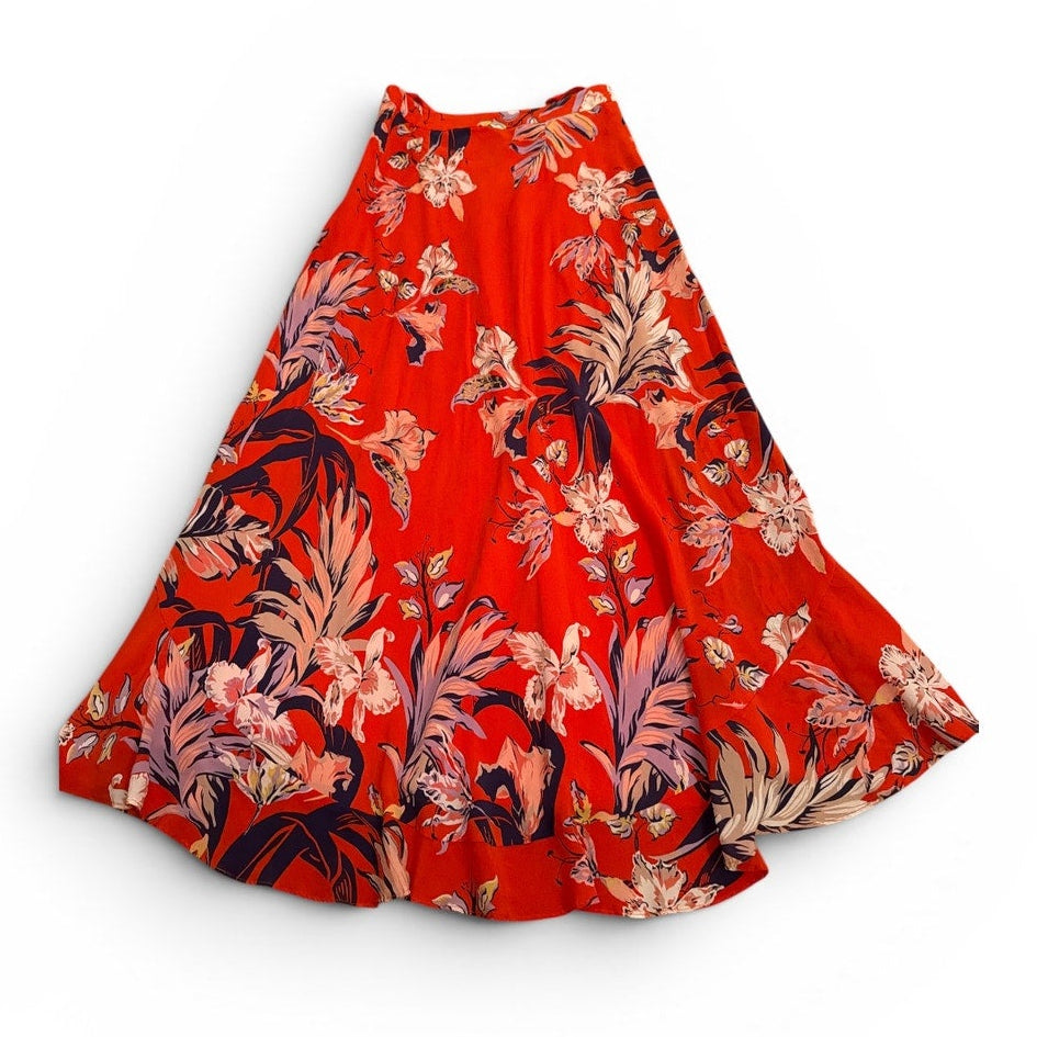 Anthropologie Red Floral HD in Paris Skirt UK 6 / US 2