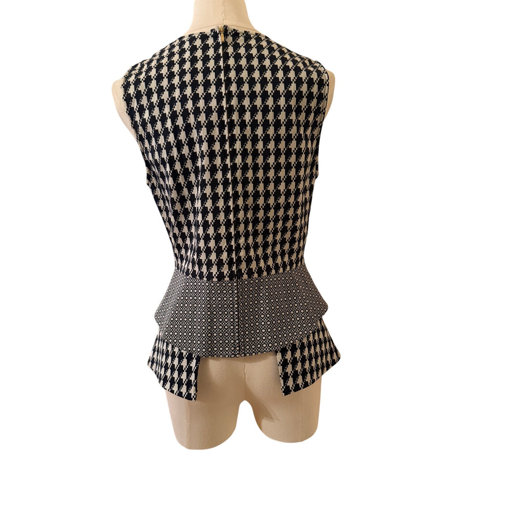 Sass & Bide More of Less Peplum Top Navy/White Sleeveless Zip - 42