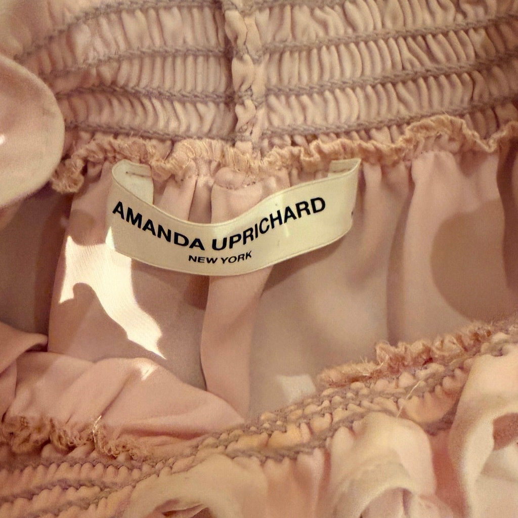 Amanda Uprichard Blush Pink Smocked Ruffle Halter Top S