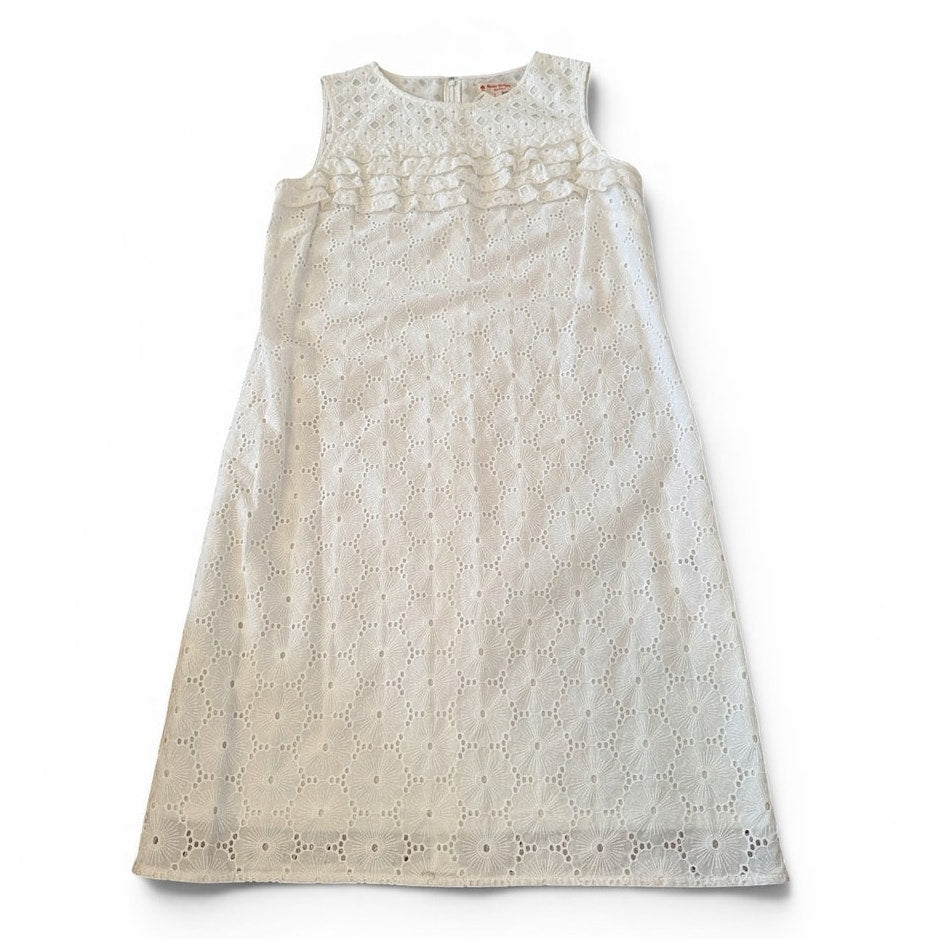 Brooks Brothers White Red Fleece Eyelet Dress NWT Size 8