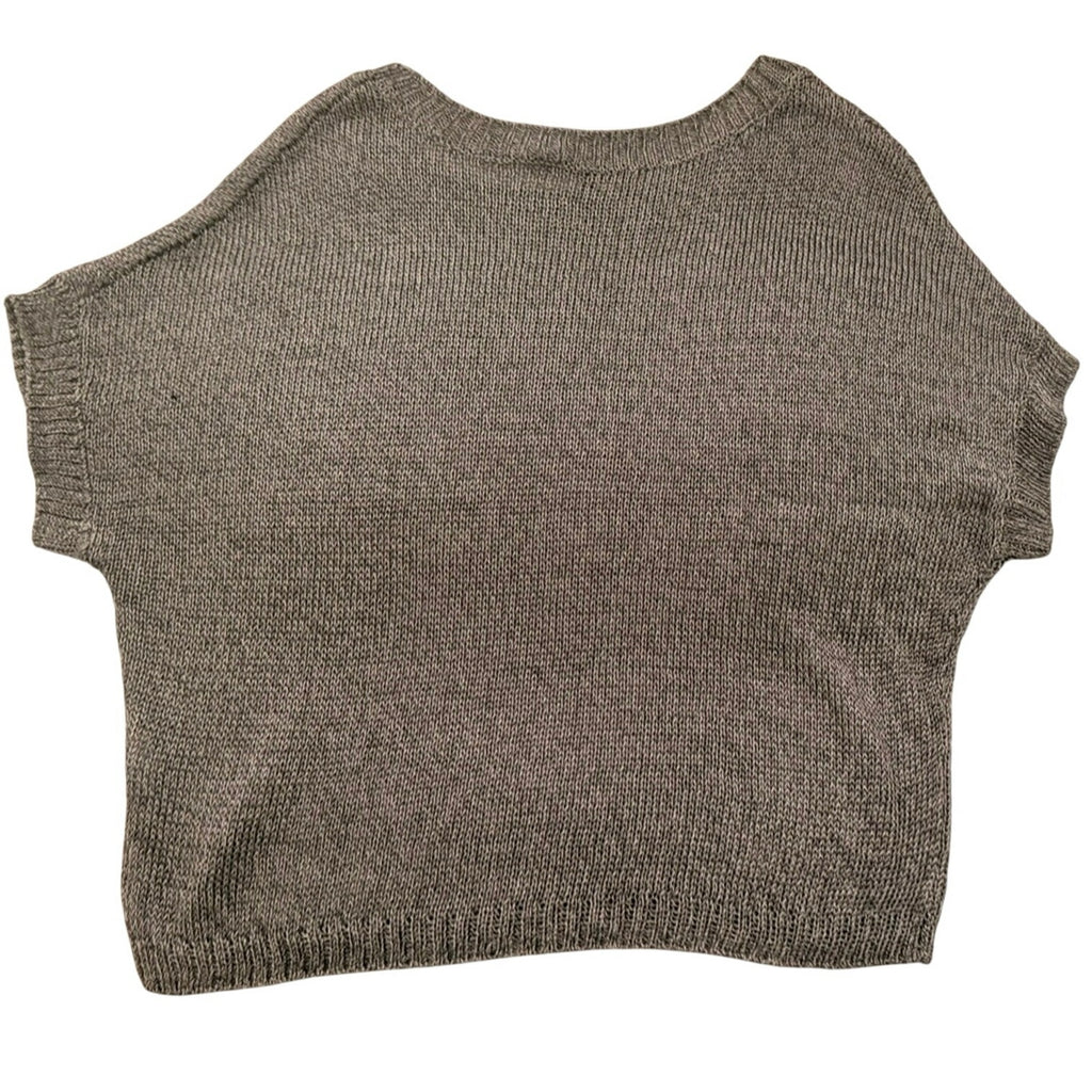 Vince Silver Metallic Knit Sleeveless Crewneck Top L