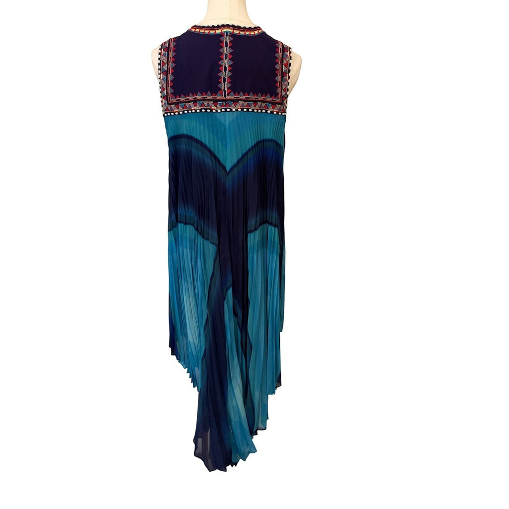Talitha Turquoise Navy Red Beaded Maxi Dress - Medium