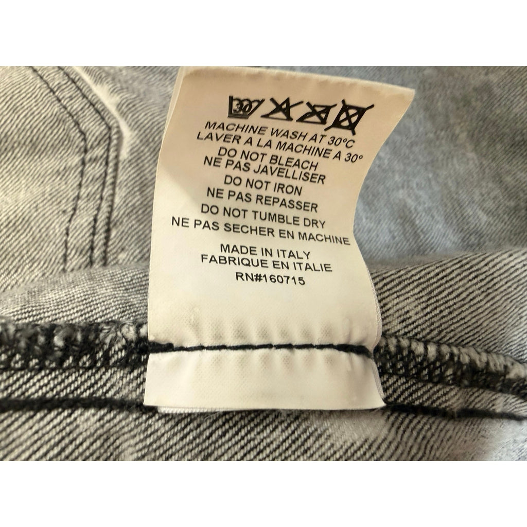 Retrofête Ada Puff-Sleeve Denim Jacket Gray Acid Wash Size L