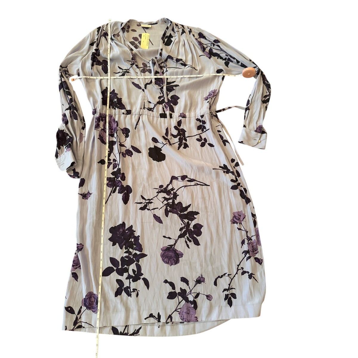 Dries Van Noten Tie Front Shirtdress Purple Floral - Size 38/ US 6