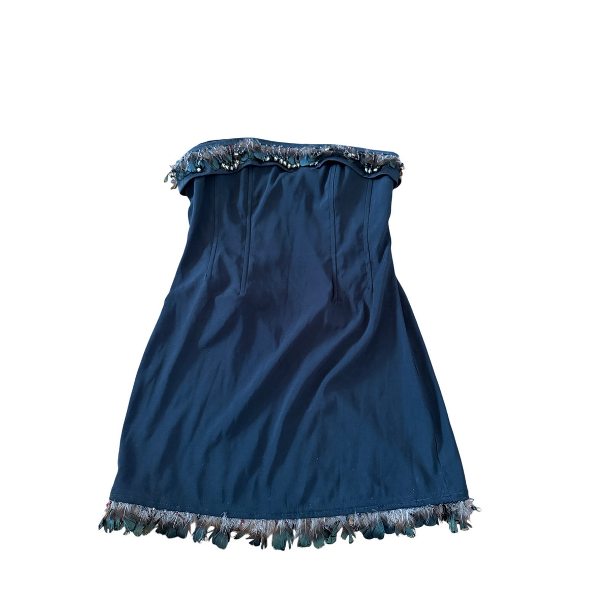 REIMAGINED by Bailey Grace One of a Kind Custom Bead & Feather Mini Dress - M