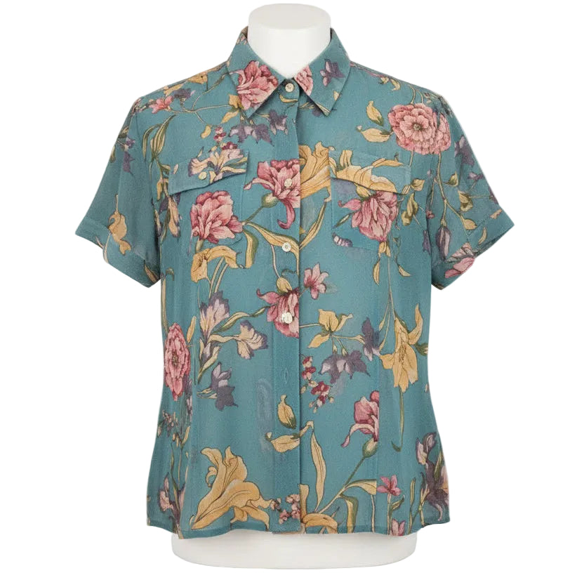 Floral patterned shirt on a white background