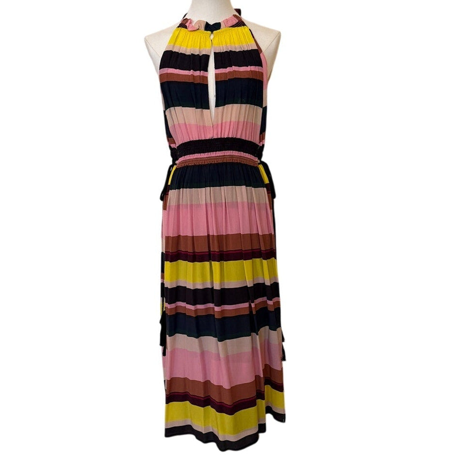Apiece Apart NY La Rose Silk Striped Yellow Pink Black Dress - 4