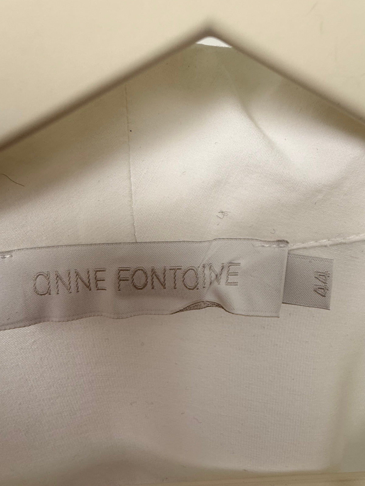 Anne Fontaine Button-Up Shirt White Cotton Black Piping Size 12 / 44 - Image 3