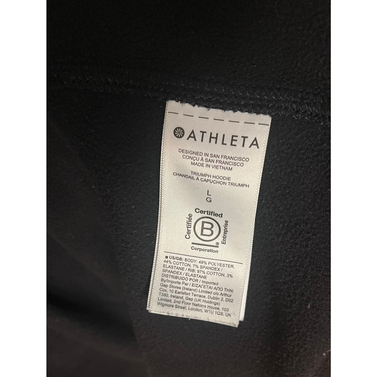 Athleta Black Zip Hoodie Full Zip Activewear Large