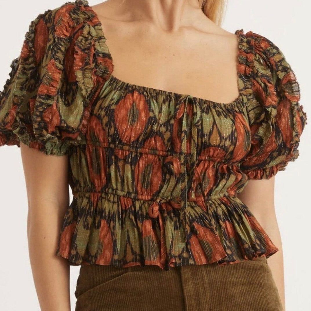 Ulla Johnson Multicolor Ikat Medha Blouse Size 6