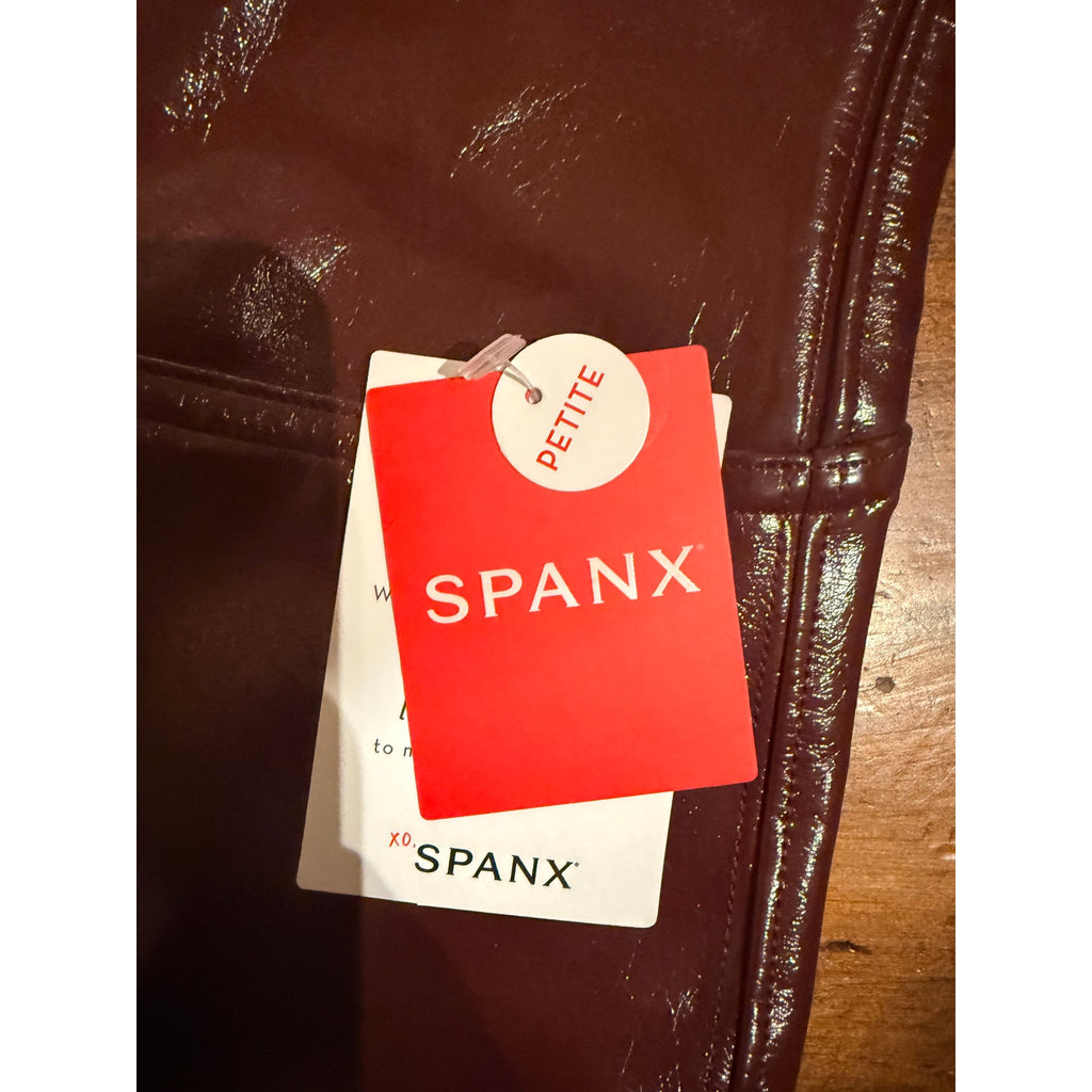 SPANX Faux Patent Leather Leggings Ruby - Medium Petite