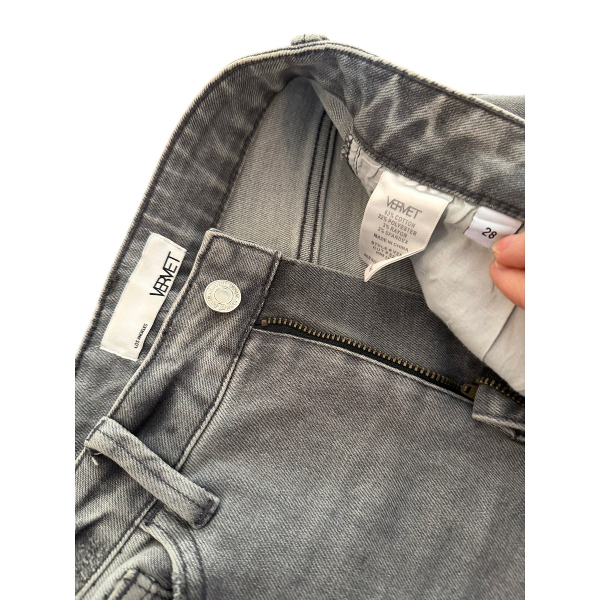Vervet Los Angeles Grey Jeans Straight w/Fringe - 28