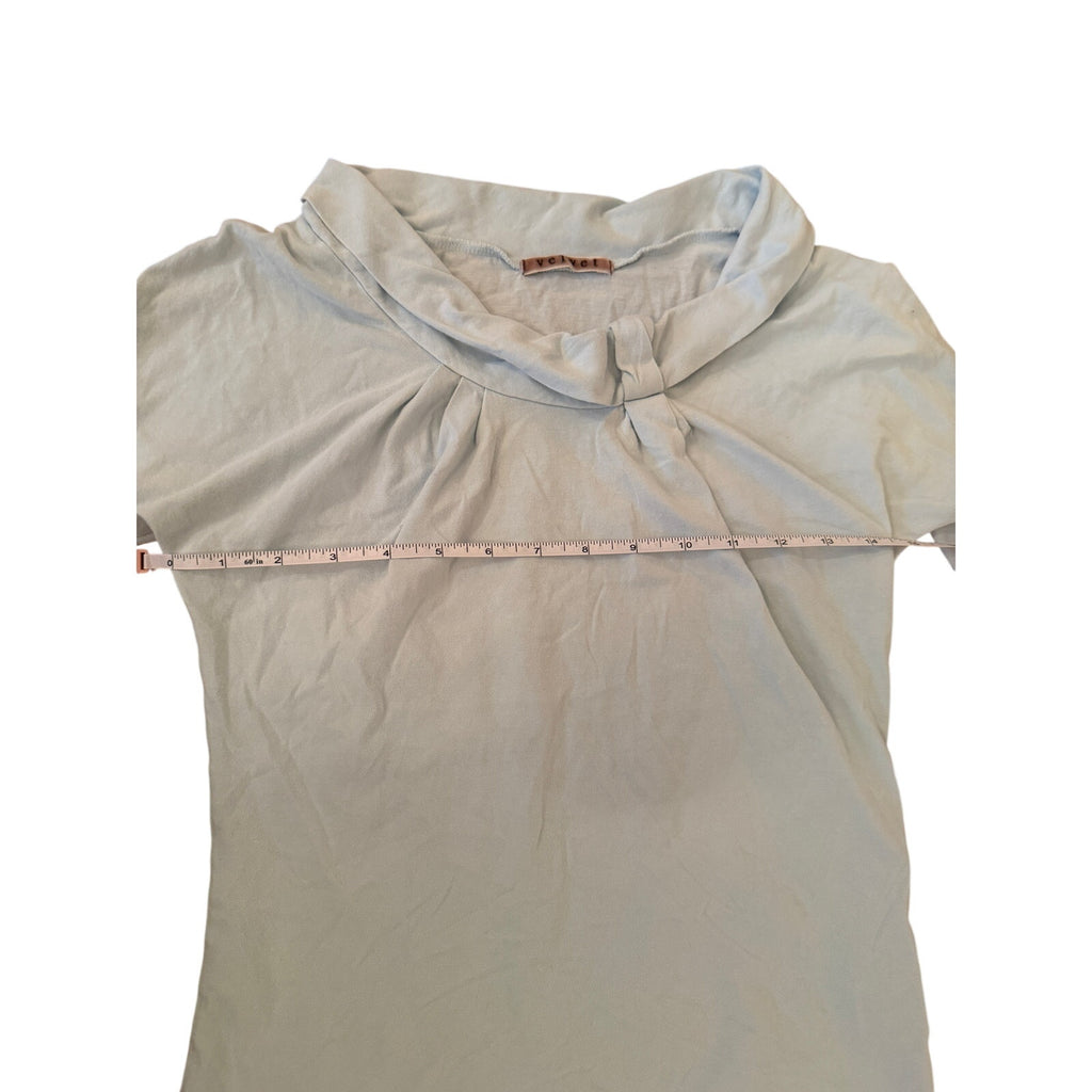 Velvet Aqua Colored Shawl Collar Tee - Small