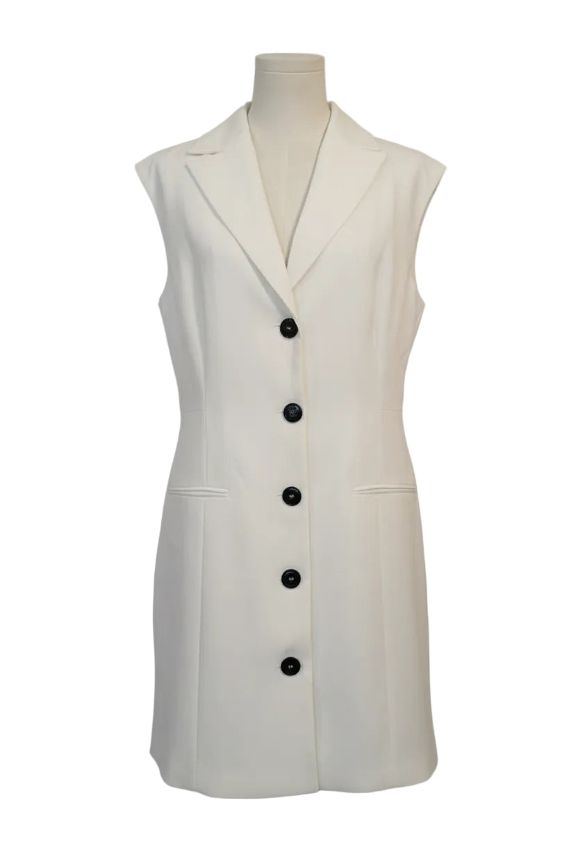 Mango White Vest-Style Button-Front Dress - XL
