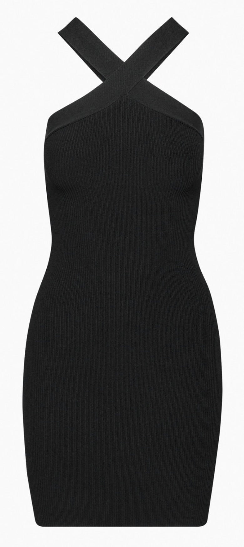 Babaton Ribbed Halter Neck Black Bodycon Dress - XXS - Image 1