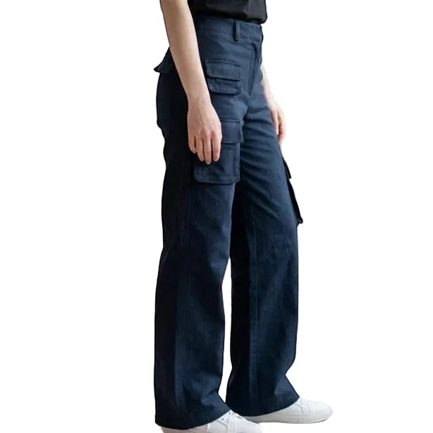 Bailey Grace Closet Concierge Wilfred Free black cotton flannel cargo pants with utility pockets on a model