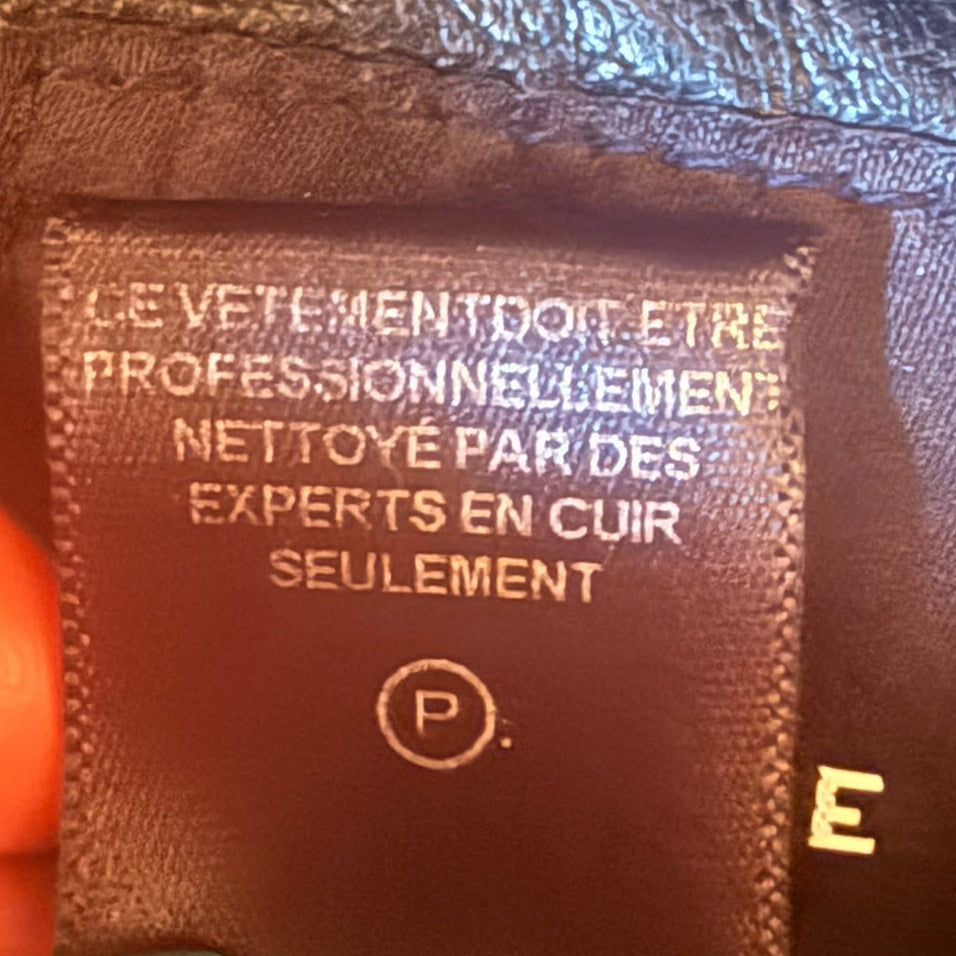 Bailey Grace Closet Concierge Smythe puffer jacket black lambskin leather care label detail