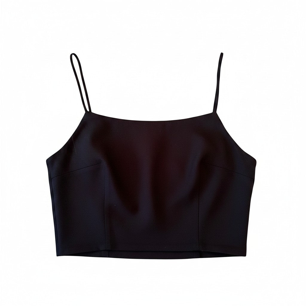 Bailey Grace Closet Concierge black triacetate & polyester cami with slender straps and zip back closure.