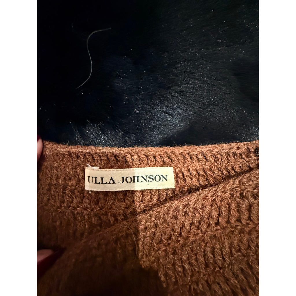 Ulla Johnson Alpaca Fringe Knit Sweater – Brown – Size P