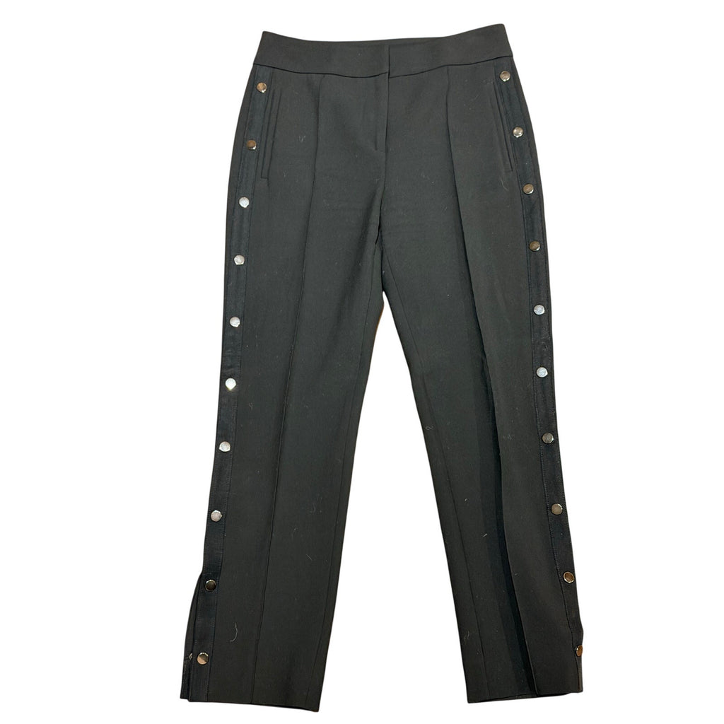 Veronica Beard Black Studded Side Stripe Straight Leg Pants 6