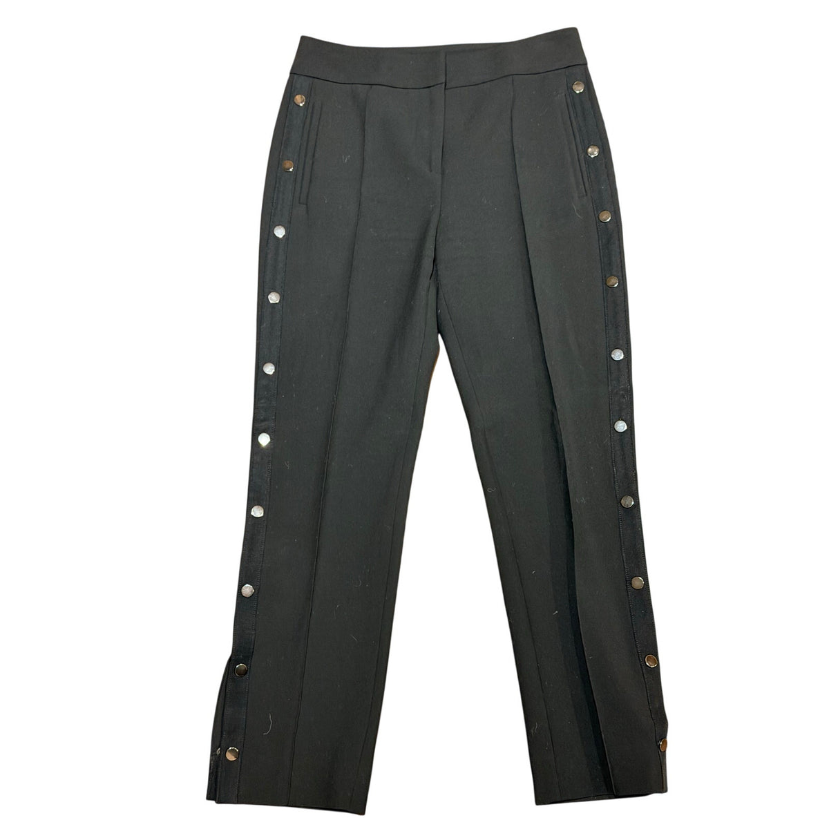 Veronica Beard Black Studded Side Stripe Straight Leg Pants 6