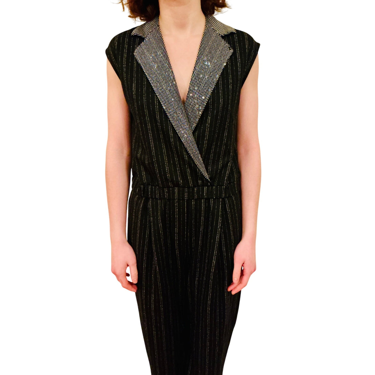 Emporio Armani Jumpsuit w/Small Rhinestone Collar & Hem - EU 40/US 4